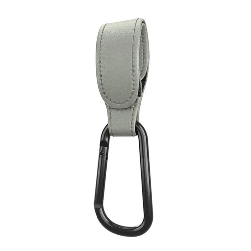 Convenient Baby Stroller Hooks Clips Stroller Accessories Aluminum Alloy Carabiner for Hanging Diaper Bags PU Leather